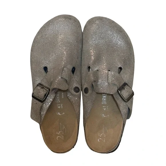 Birkenstock Silver Glitter Mules - Picture 3 of 7